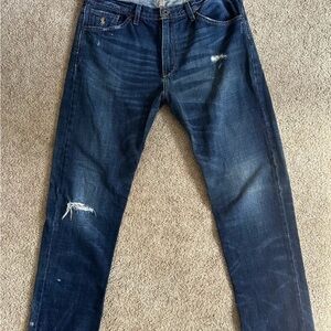 Ralph Lauren Men's Dark Blue Distressed Jeans